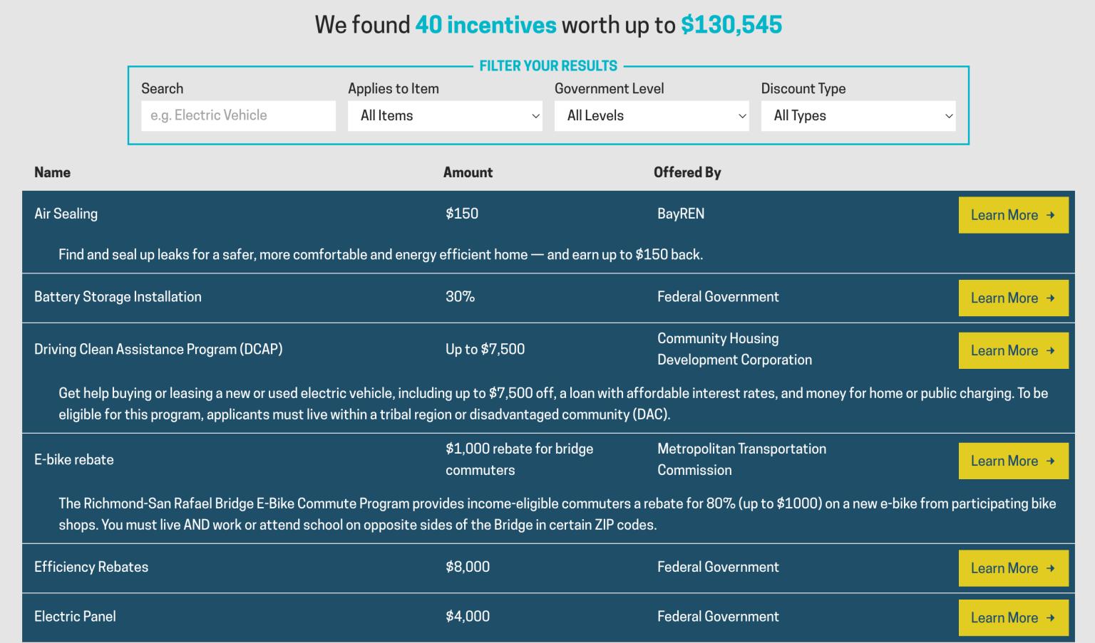 Screen Shot Of Incentive Finder