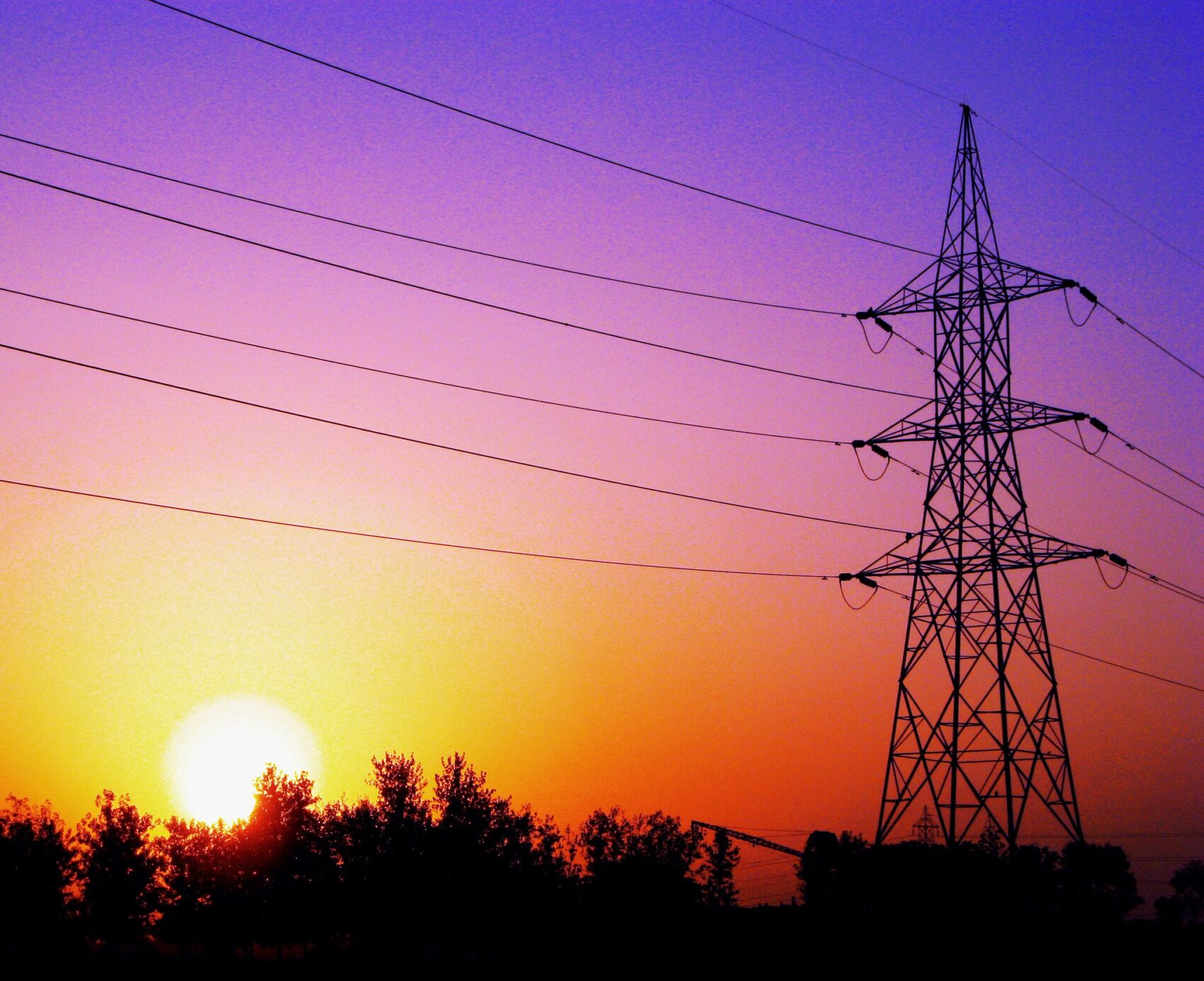 Power Lines At Sunset