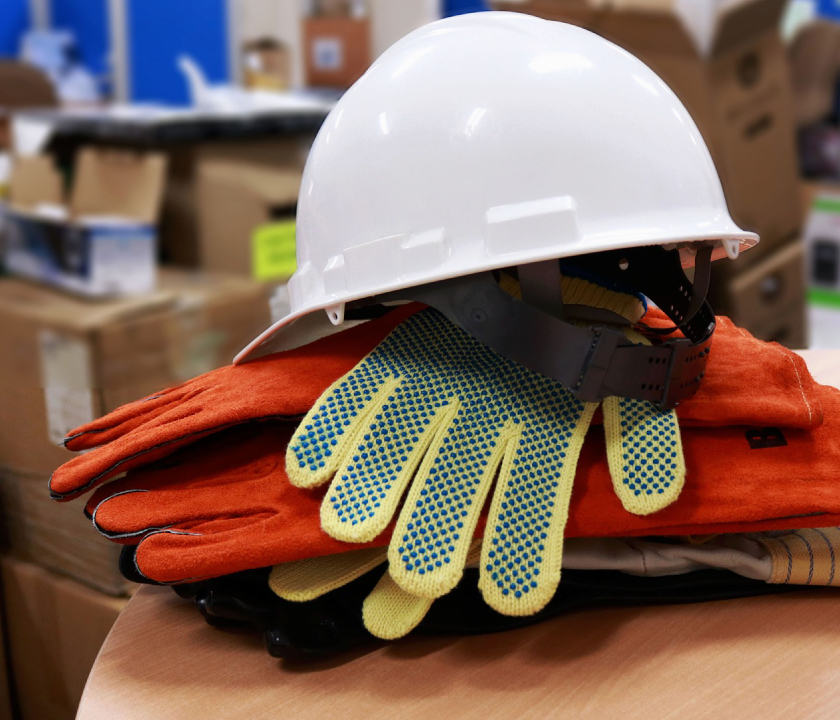 hard hat and gloves