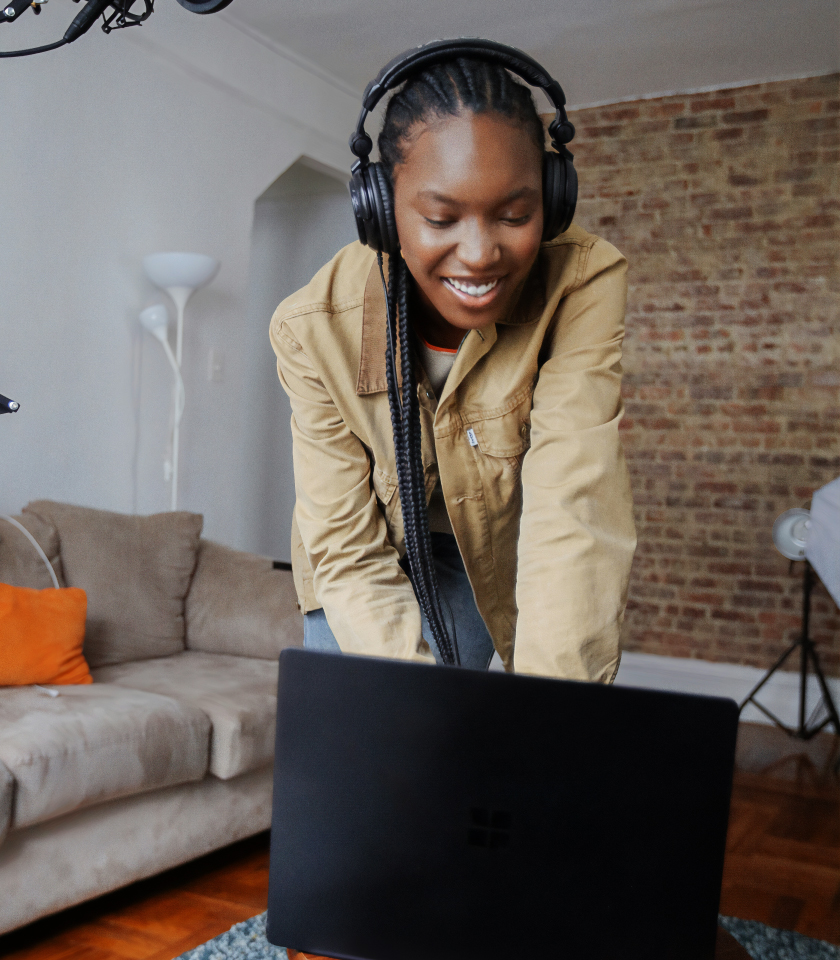 woman looking at laptop