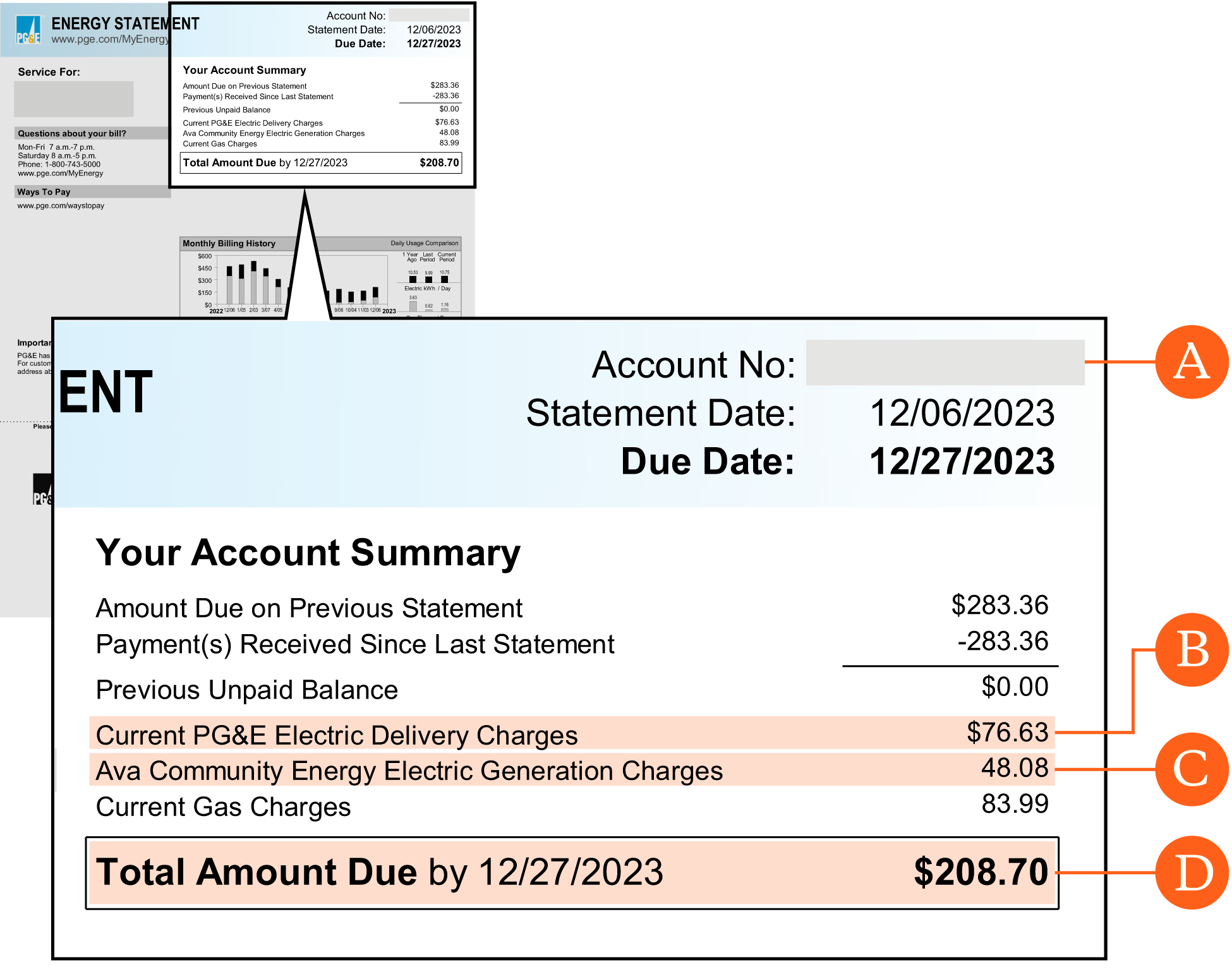 Page 1 of PG&E bill