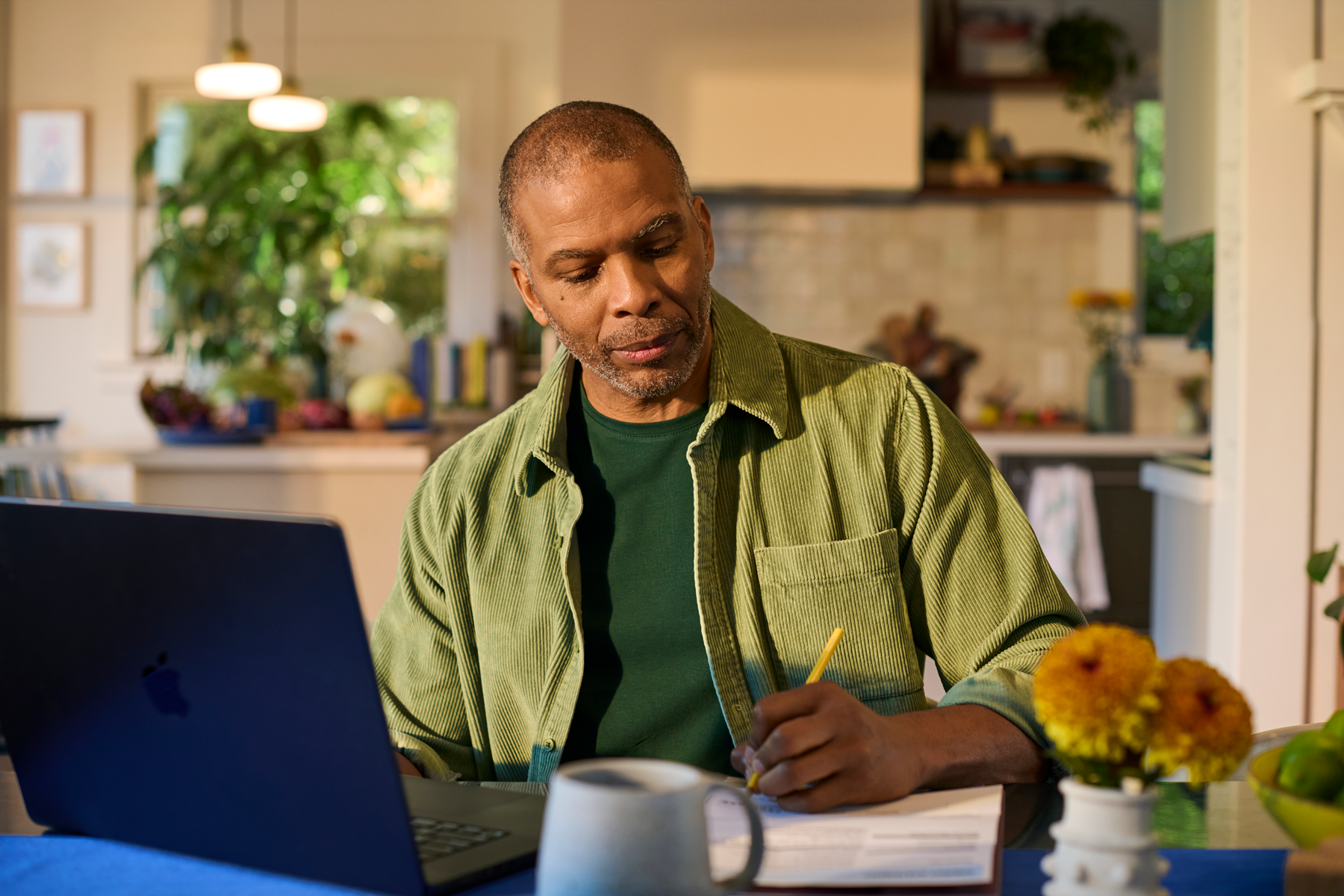 man looking at energy bill