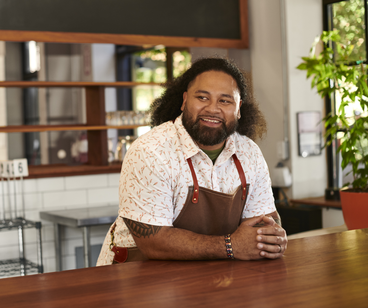 business owner in cafe