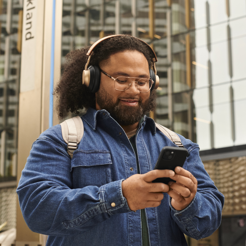 man looking at phone