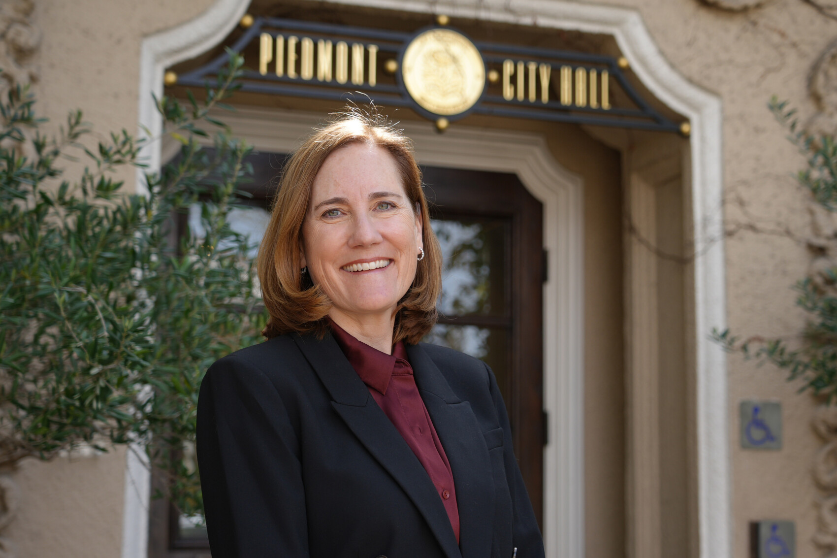 Mayor Betsy Andersen In Front Of Piedmont City Hall
