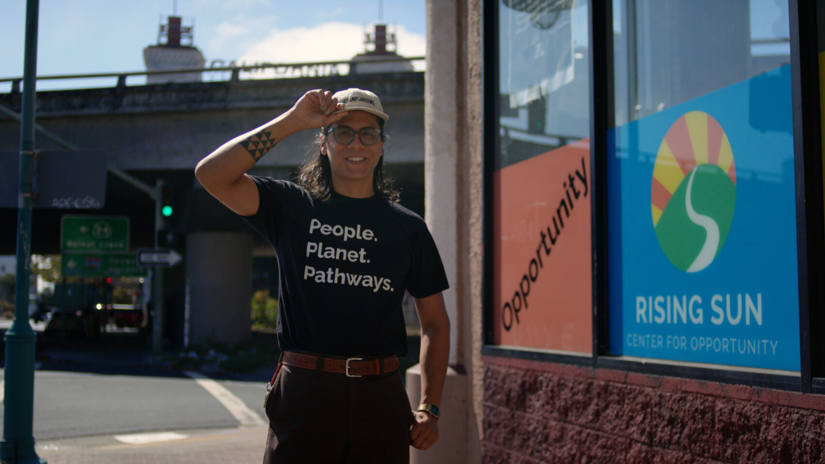 Person Smiling In Front Of Rising Sun Hq
