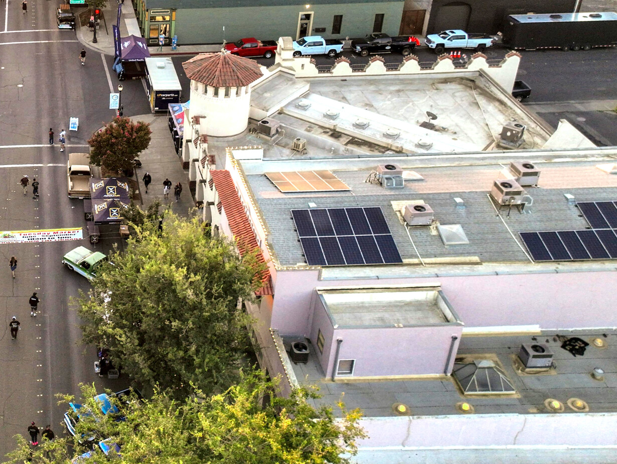 solar panels on top of community building
