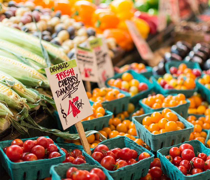 Cherry tomato stand at a farmers' market