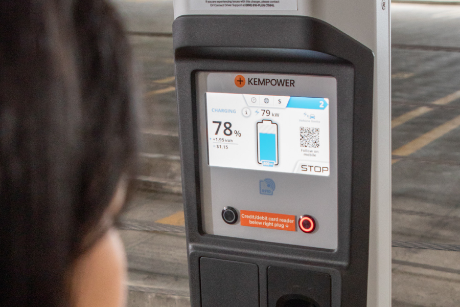 Ev Charger Screen Showing A Battery At 78 Percent Charge