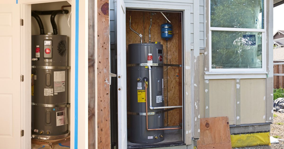 A Heat Pump Hot Water Heater In An Exterior Closet At Sequoia Grove