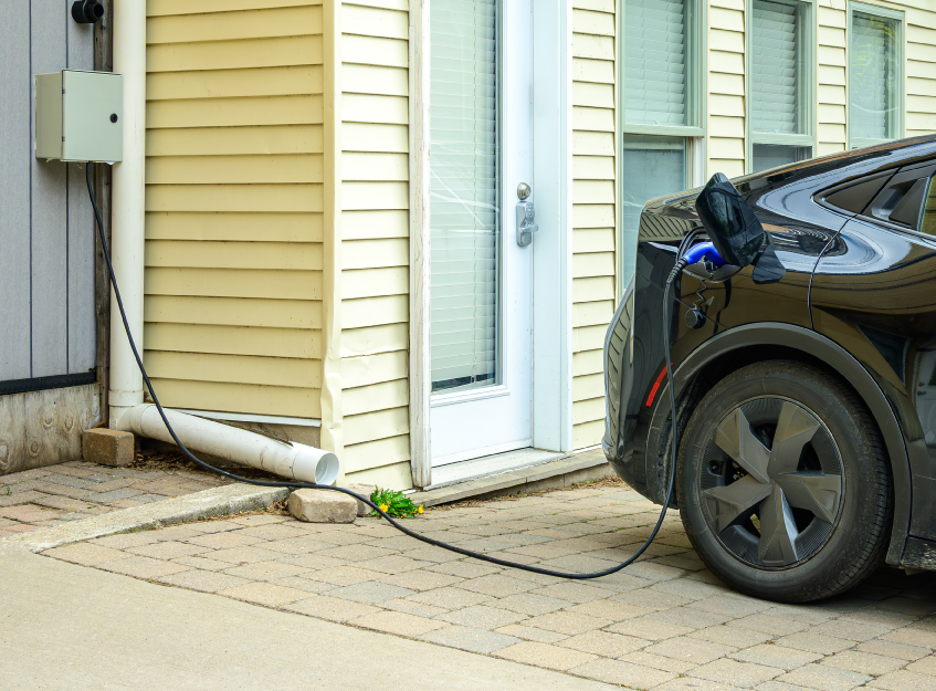 Home Ev Level 1 Charger Plugged Into Car