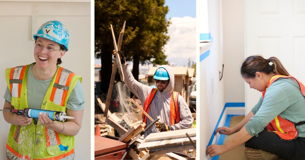 Collage Of Ava Staff Volunteering At Habitat For Humanity's Sequoia Grove Development