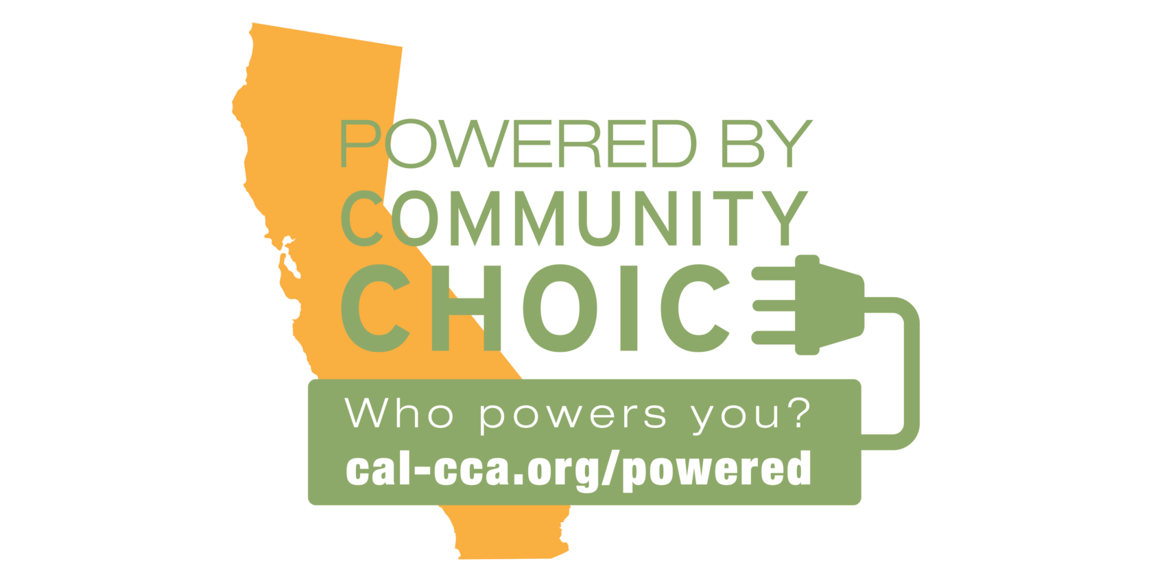 Calcca Badge That Reads, &Quot;Powered By Community Choice. Who Powers You? Cal-Cca.org/Powered&Quot;